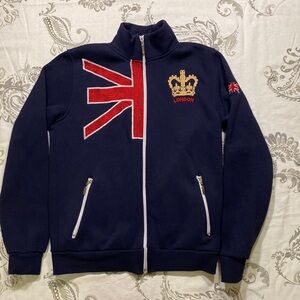 G CROWN Full Zipper Front Navy/ Red/White Jacket with Gold‎ Crown